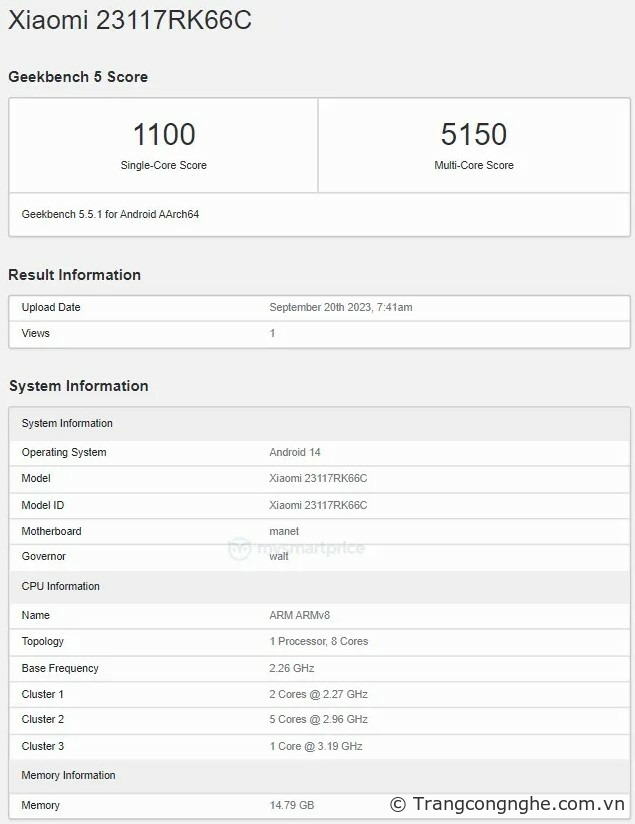 Redmi K70 Pro xuất hiện trên Geekbench tiết lộ thông số chi tiết