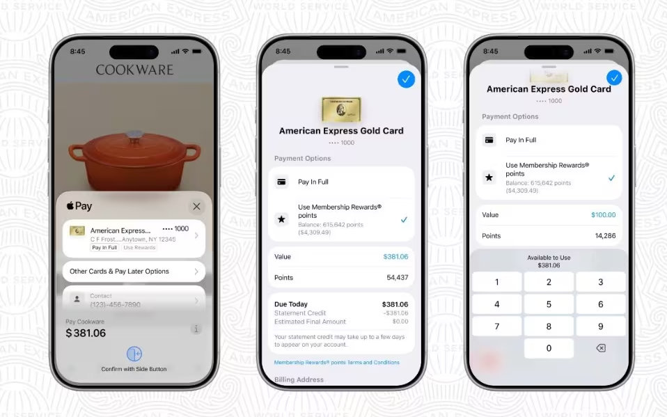 Thẻ American Express giờ có thể sử dụng điểm thưởng với Apple Pay